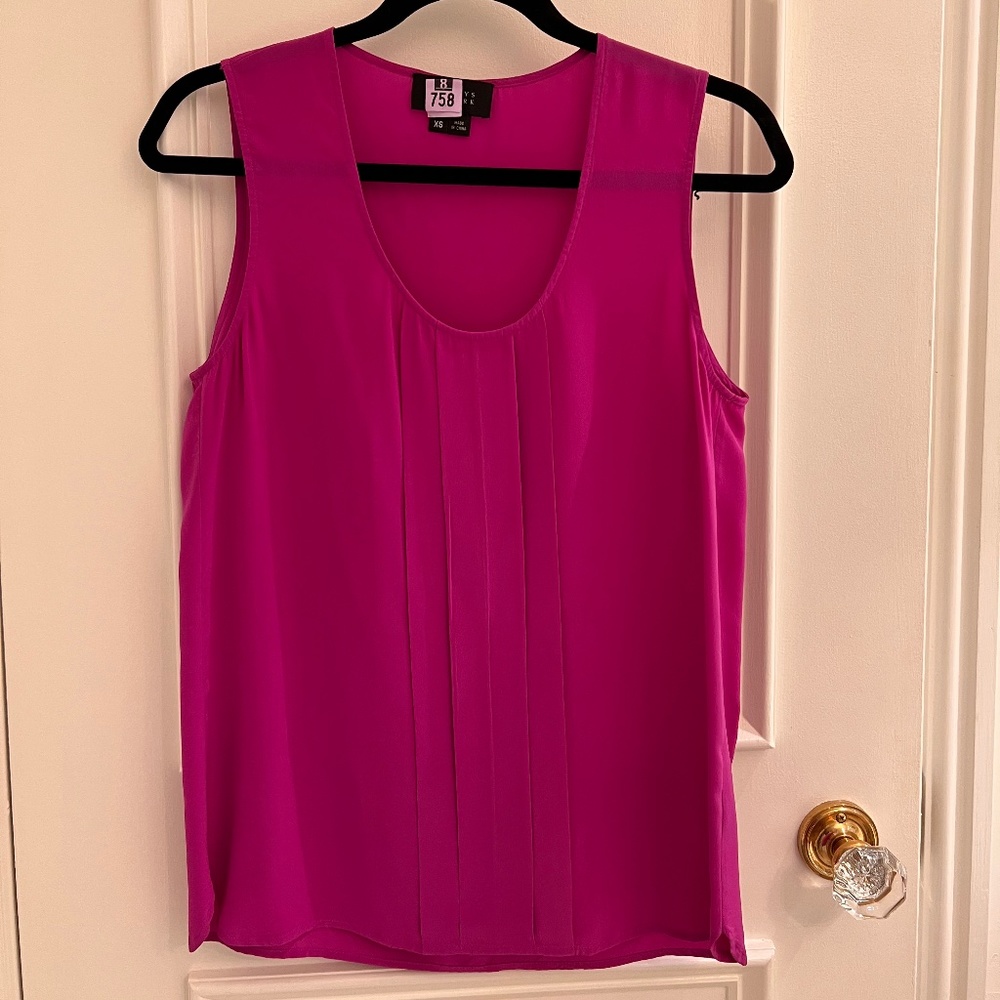 Fuschia silk sleeveless blouse/camisole